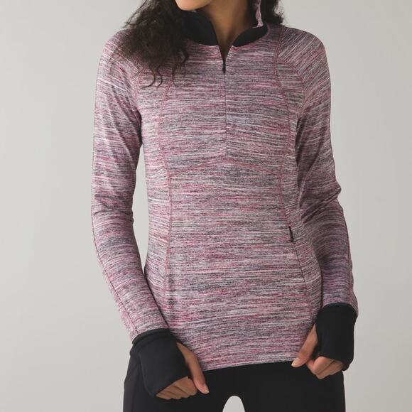 Lululemon Runderful 1/2 Zip Rulu Pullover Space Dye Camo Berry Rumble Size 4 - Picture 1 of 9